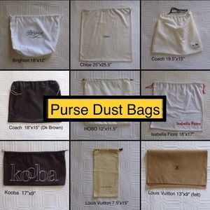 Purse Dust Bags - various brands